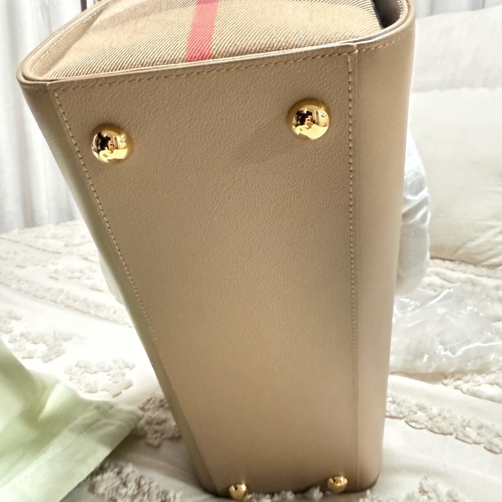 Burberry Banwell Leather & Check Canvas Satchel - Picture 3 of 5